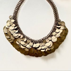 Anthropologie Vintage Coin Statement Necklace